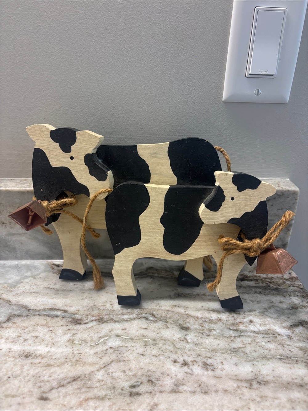 Vintage wood cow calf pair